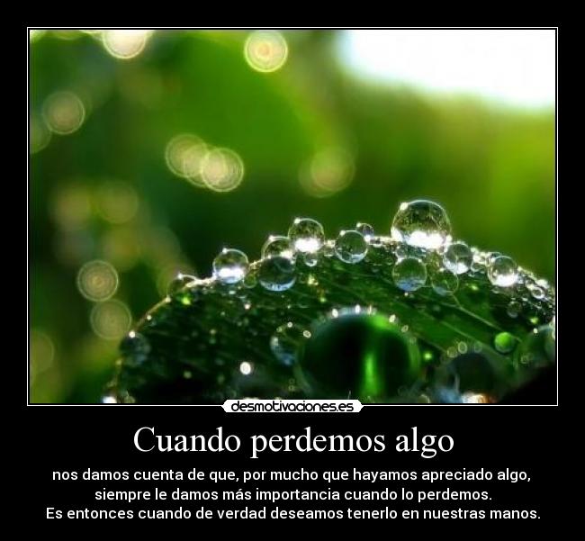 Cuando perdemos algo -