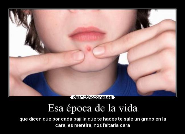 Esa época de la vida - que dicen que por cada pajilla que te haces te sale un grano en la
cara, es mentira, nos faltaria cara