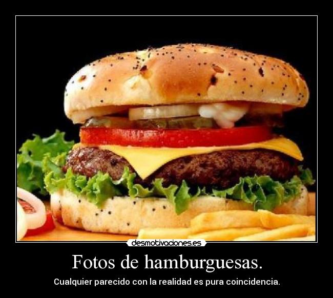 Fotos de hamburguesas. - Cualquier parecido con la realidad es pura coincidencia.