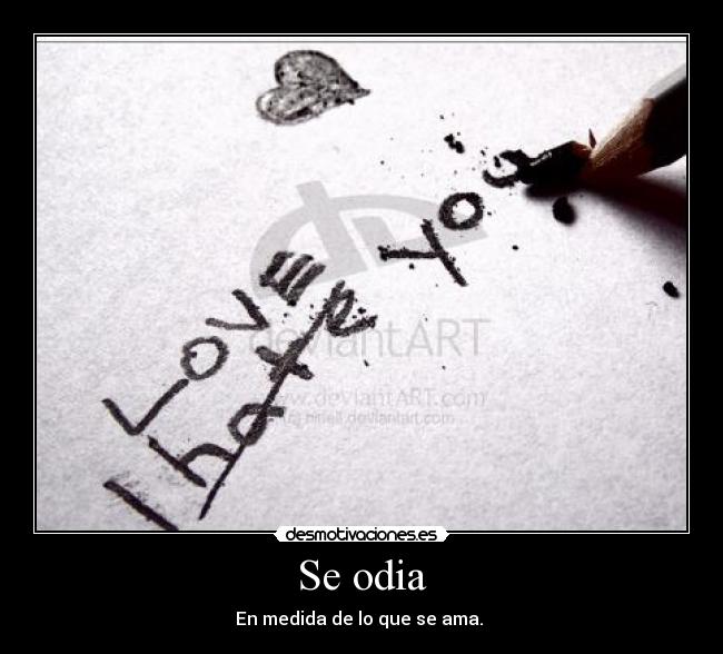 Se odia - En medida de lo que se ama.
