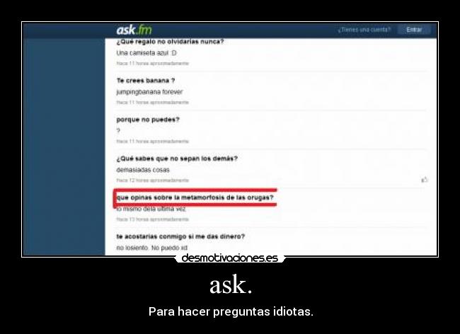 ask. - Para hacer preguntas idiotas.
