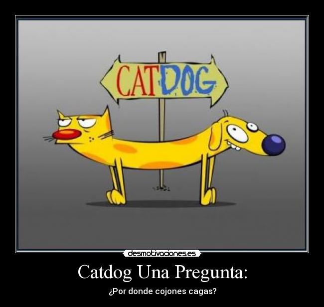 carteles catdog cagar pregunta cojones desmotivaciones