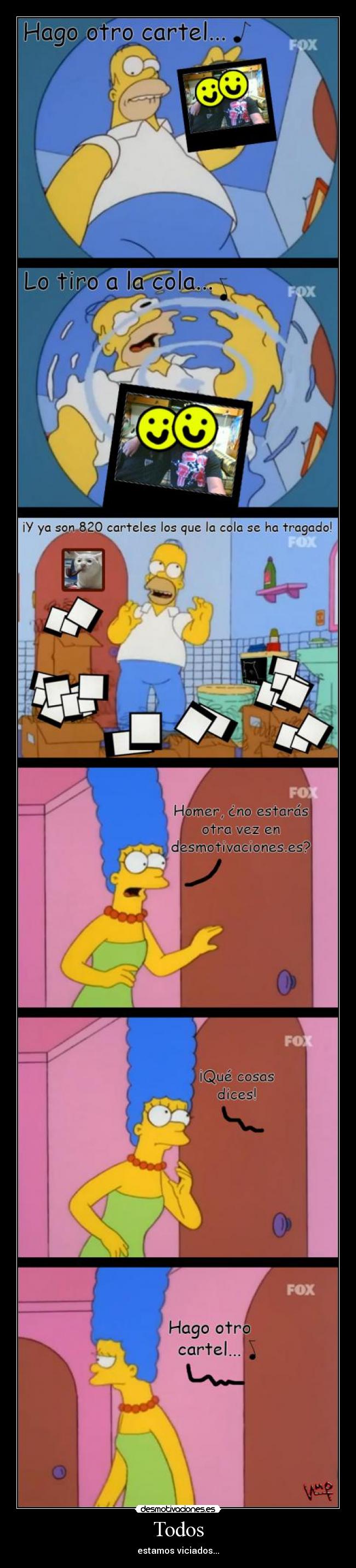 carteles cola homer los simpson todos viciados marge carteles muelles desmotivaciones