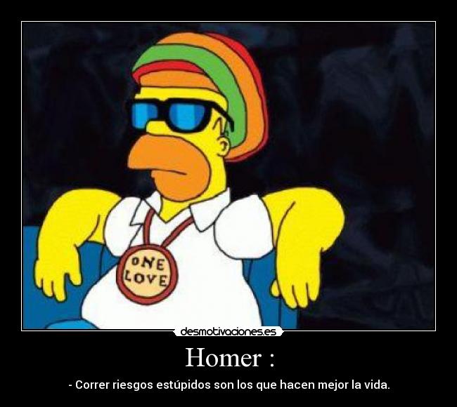 Homer : - - Correr riesgos estúpidos son los que hacen mejor la vida.