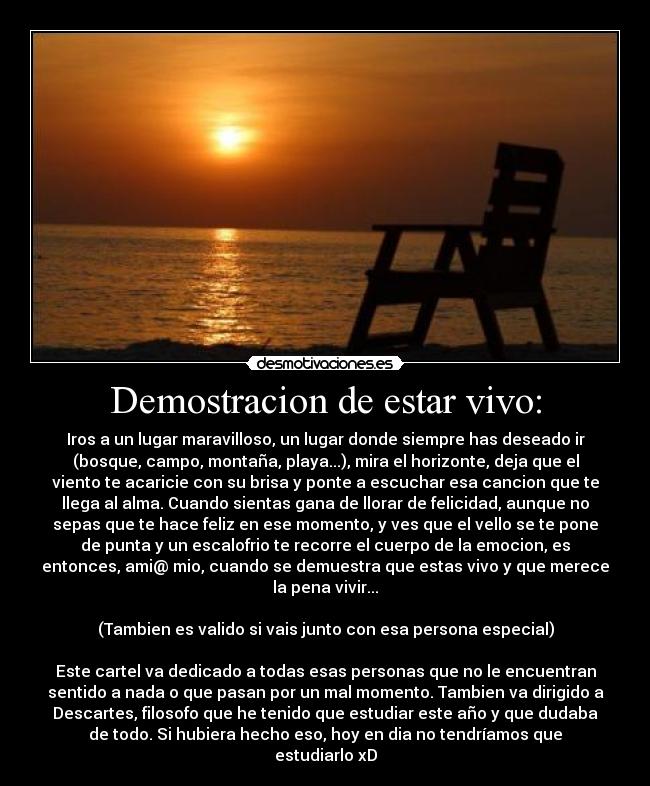 Demostracion de estar vivo: - 