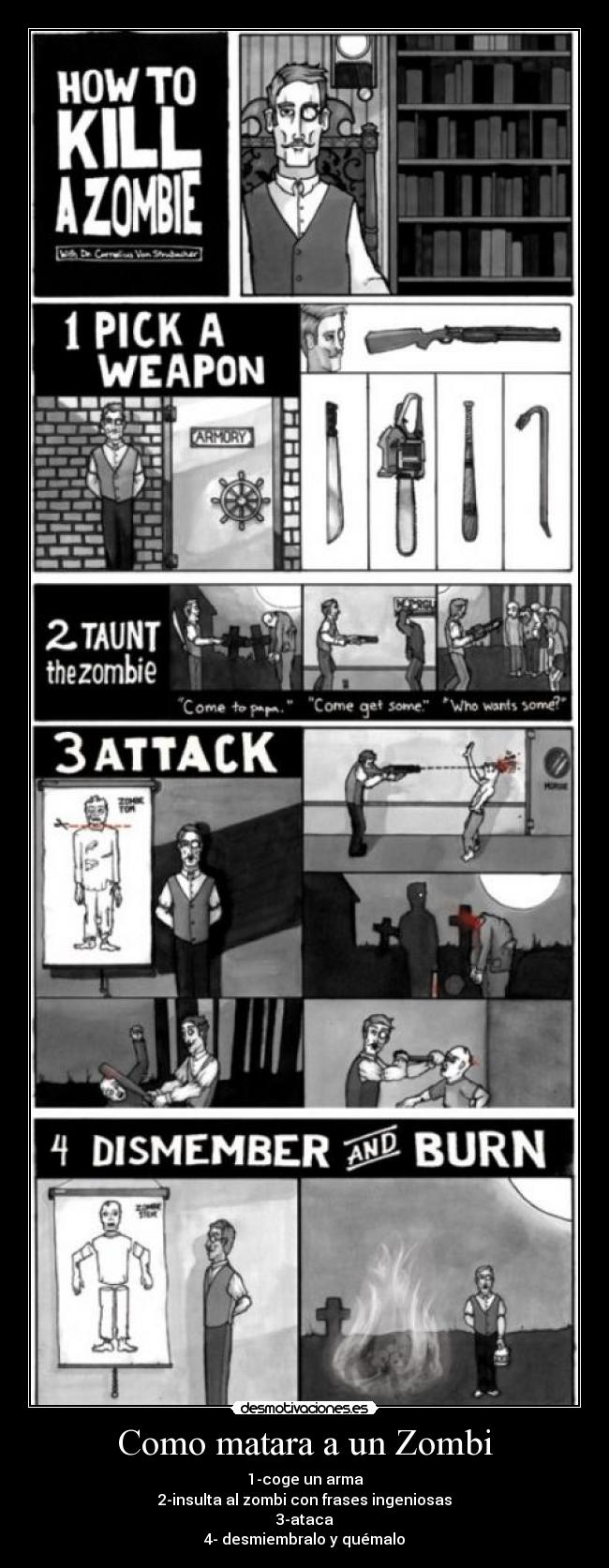 carteles como matar zombi desmotivaciones