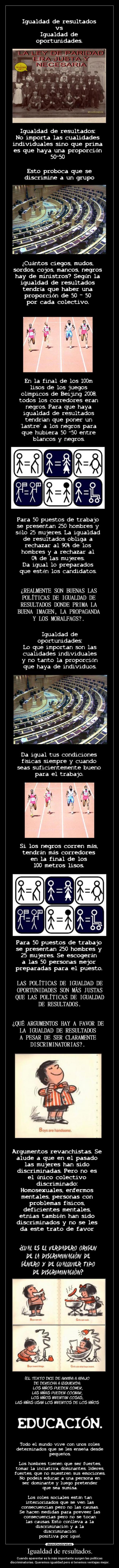 Igualdad de resultados. -