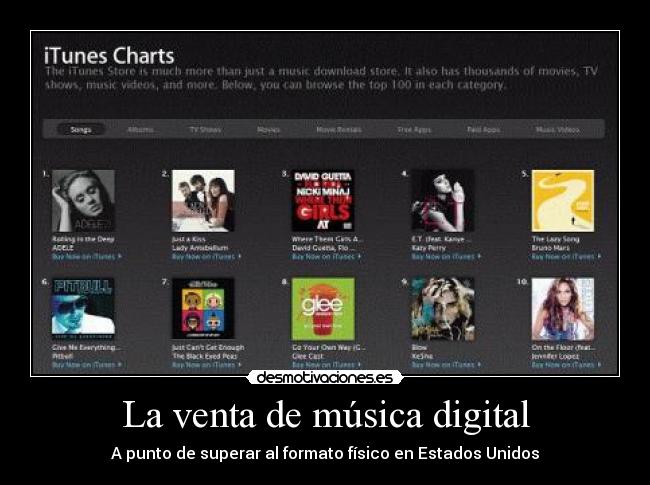 La venta de música digital - A punto de superar al formato físico en Estados Unidos