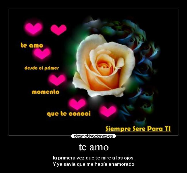 te amo - la primera vez que te mire a los ojos.
Y ya savia que me había enamorado