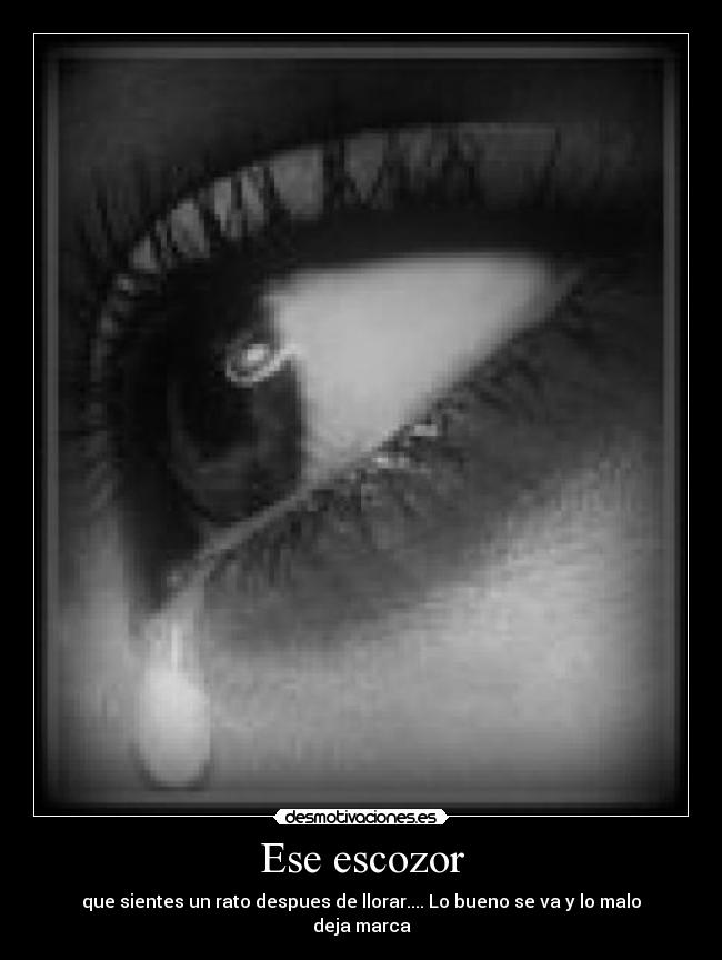 Ese escozor - que sientes un rato despues de llorar.... Lo bueno se va y lo malo deja marca