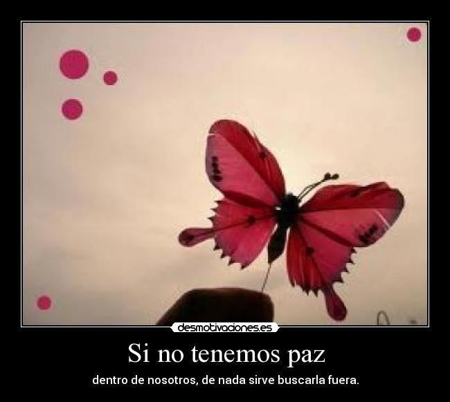 Si no tenemos paz - dentro de nosotros, de nada sirve buscarla fuera.