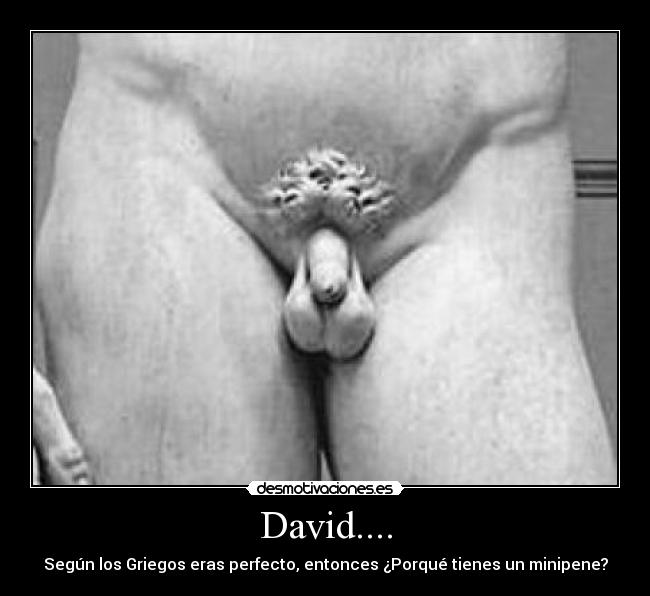 David.... - Según los Griegos eras perfecto, entonces ¿Porqué tienes un minipene?