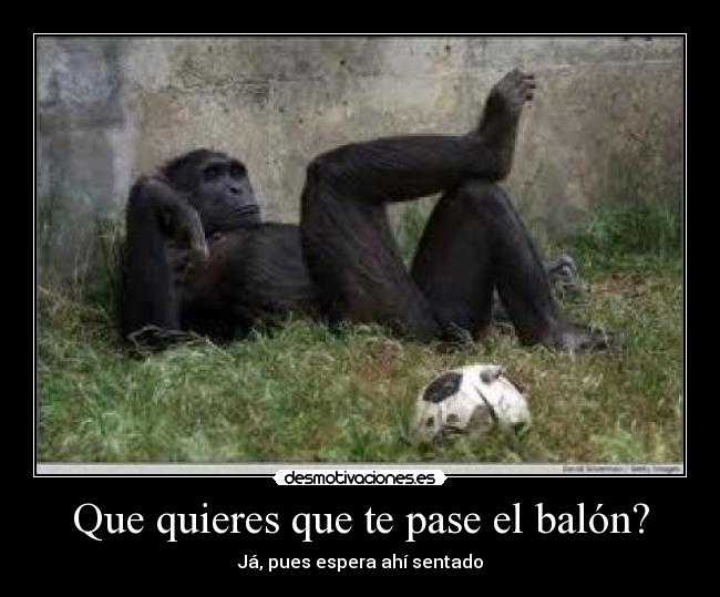 Que quieres que te pase el balón? - Já, pues espera ahí sentado