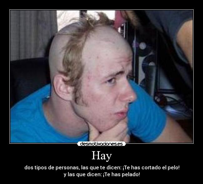 Hay - dos tipos de personas, las que te dicen: ¡Te has cortado el pelo!
y las que dicen: ¡Te has pelado!