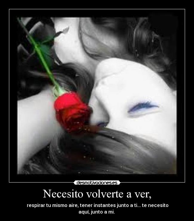 Necesito volverte a ver, -  respirar tu mismo aire, tener instantes junto a ti... te necesito aquí, junto a mi. ♥