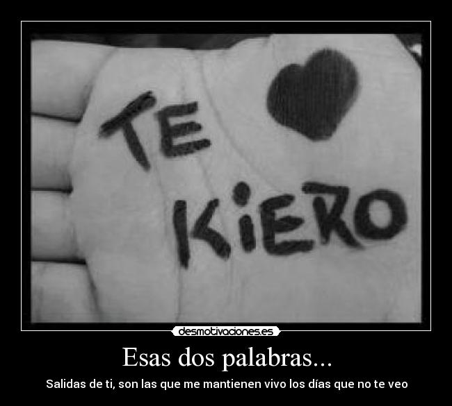 Esas dos palabras... - Salidas de ti, son las que me mantienen vivo los días que no te veo