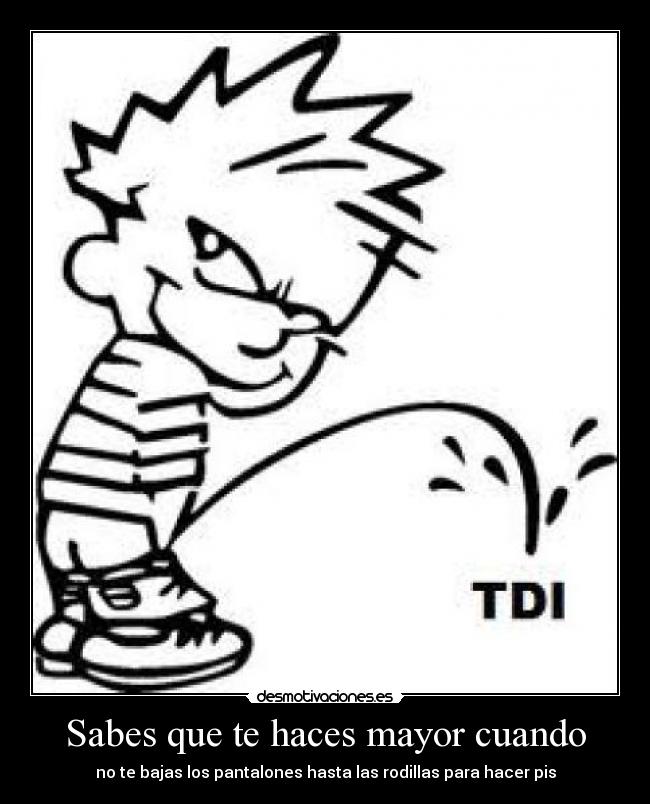 Sabes que te haces mayor cuando - no te bajas los pantalones hasta las rodillas para hacer pis