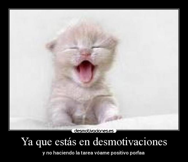Ya que estás en desmotivaciones - y no haciendo la tarea vóame positivo porfaa