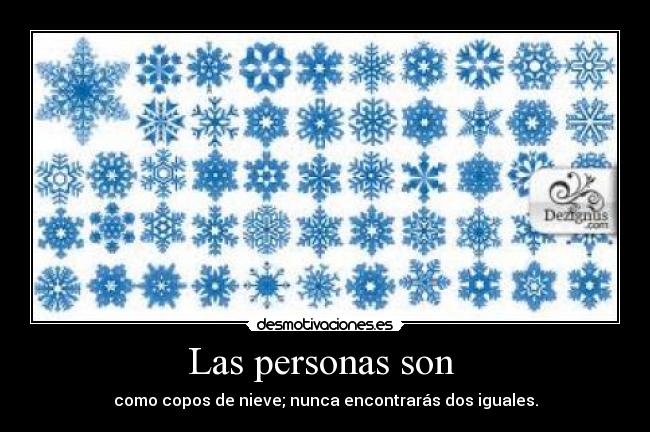 Las personas son - como copos de nieve; nunca encontrarás dos iguales.