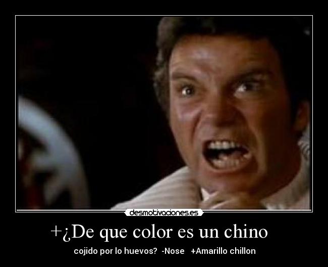 +¿De que color es un chino   - cojido por lo huevos?  -Nose   +Amarillo chillon