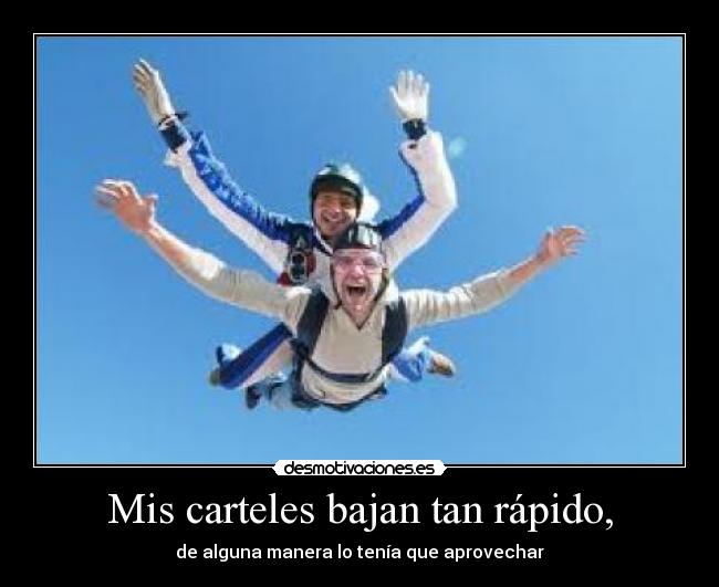 Mis carteles bajan tan rápido, - de alguna manera lo tenía que aprovechar