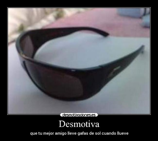 Desmotiva - que tu mejor amigo lleve gafas de sol cuando llueve