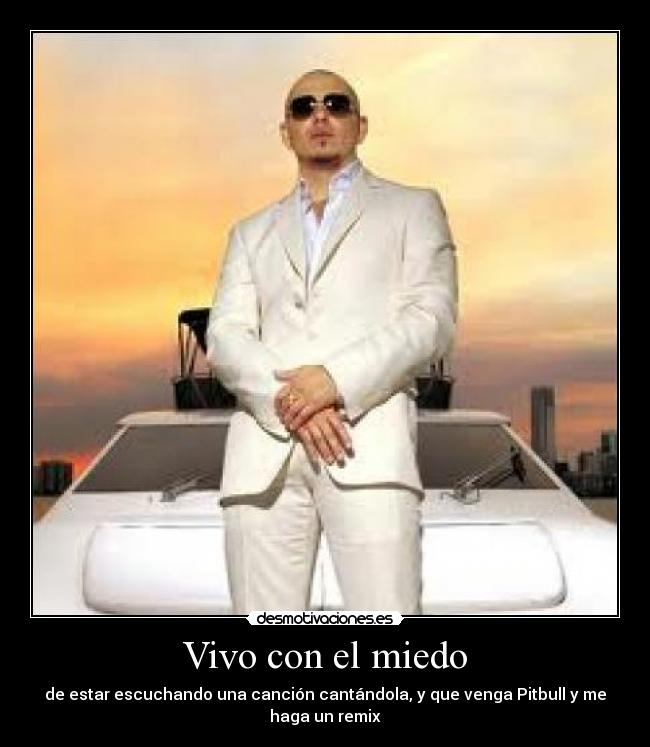 Vivo con el miedo - de estar escuchando una canción cantándola, y que venga Pitbull y me
haga un remix