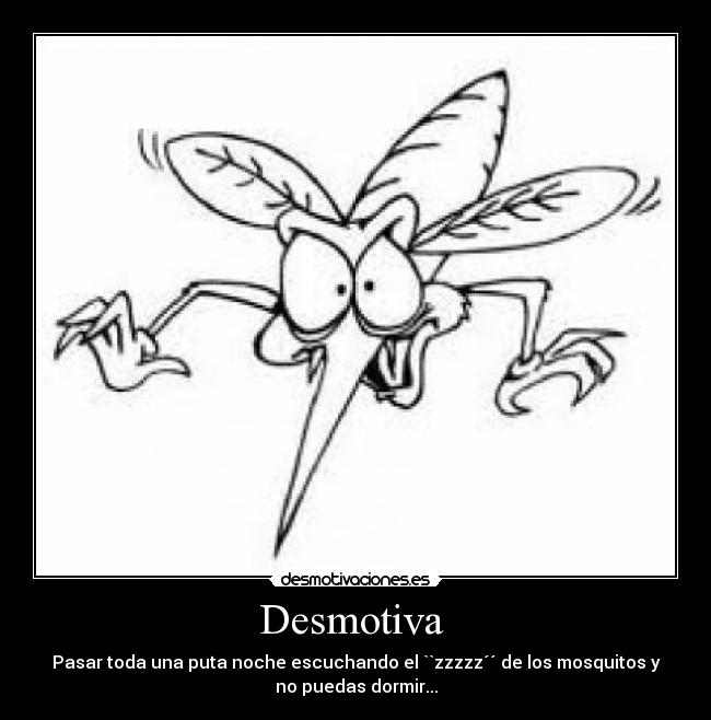 Desmotiva  - Pasar toda una puta noche escuchando el ``zzzzz´´ de los mosquitos y
no puedas dormir...