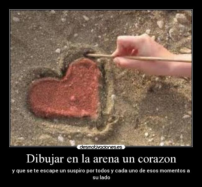 Dibujar en la arena un corazon -