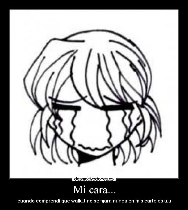 Mi cara... - cuando comprendí que walk_t no se fijara nunca en mis carteles u.u