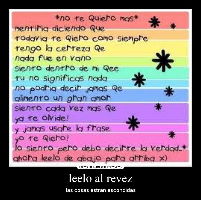 leelo al revez - las cosas estran escondidas