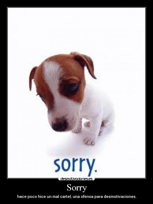 Sorry - hace poco hice un mal cartel, una ofensa para desmotivaciones.