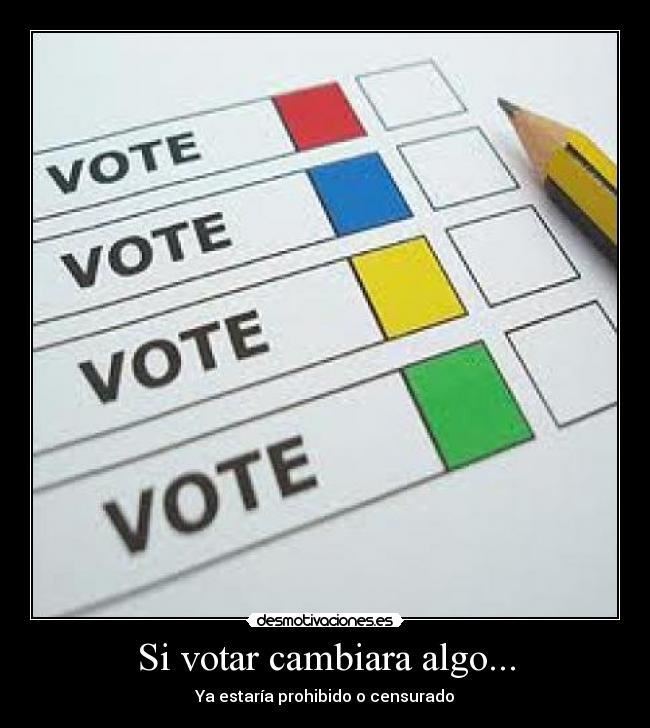 carteles votar cambio something prohibido censura positivo desmotivaciones