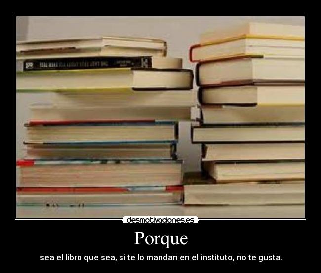 Porque - sea el libro que sea, si te lo mandan en el instituto, no te gusta.