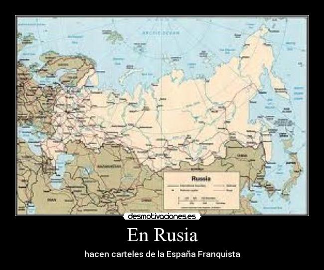En Rusia - hacen carteles de la España Franquista