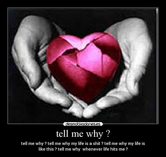 tell me why ? - tell me why ? tell me why my life is a shit ? tell me why my life is
like this ? tell me why  whenever life hits me ?