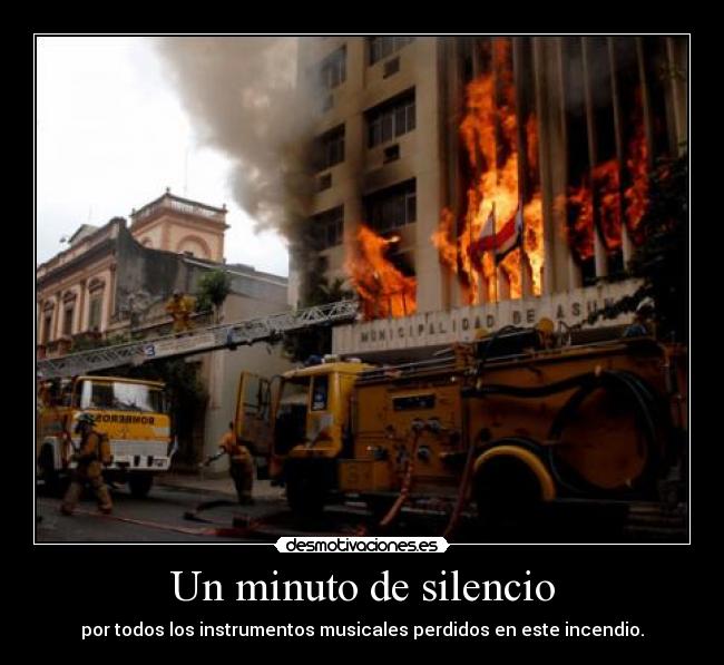 carteles silencio ima instituto municipal arte asuncion paraguay musica instrumentos musicales incendio desmotivaciones