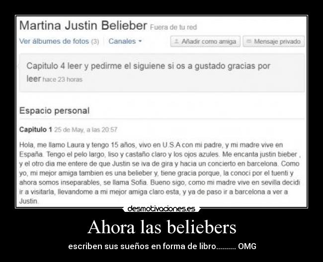Ahora las beliebers - escriben sus sueños en forma de libro.......... OMG