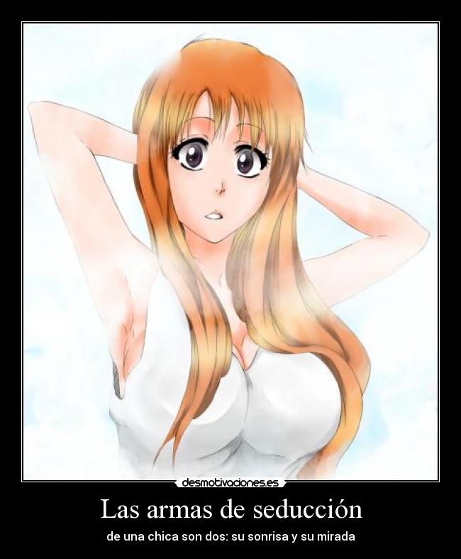 carteles las armas seduccion chica mirada sonrisa pelenagolden desmotivaciones