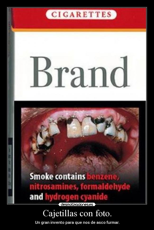Cajetillas con foto. - Un gran invento para que nos de asco furmar.