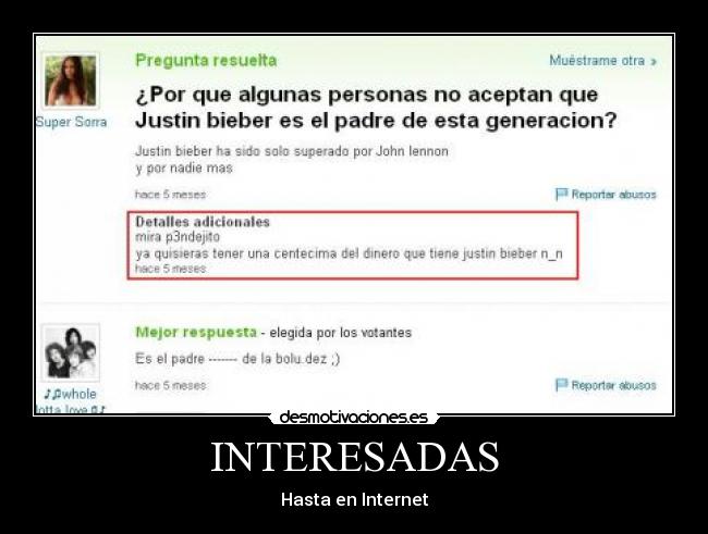 INTERESADAS - Hasta en Internet