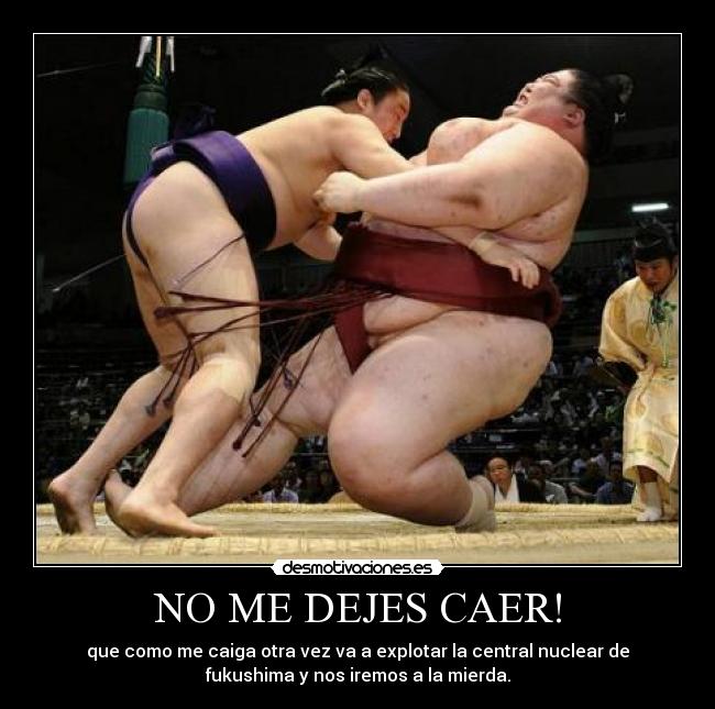 NO ME DEJES CAER! - que como me caiga otra vez va a explotar la central nuclear de
fukushima y nos iremos a la mierda.