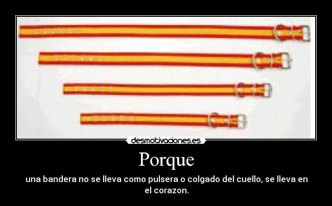 Porque - una bandera no se lleva como pulsera o colgado del cuello, se lleva en el corazon.