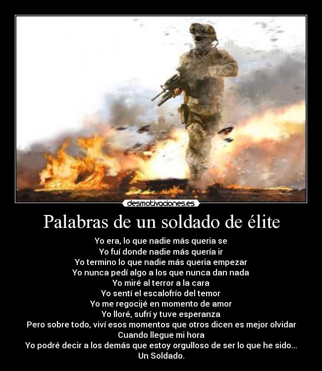 Palabras de un soldado de élite -