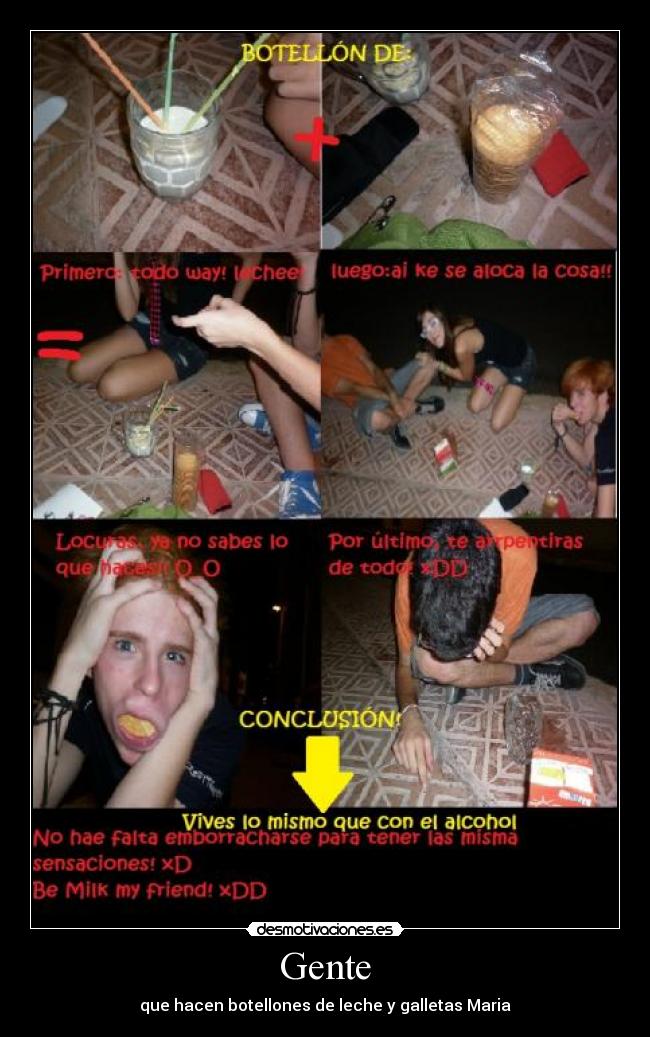 Gente - que hacen botellones de leche y galletas Maria