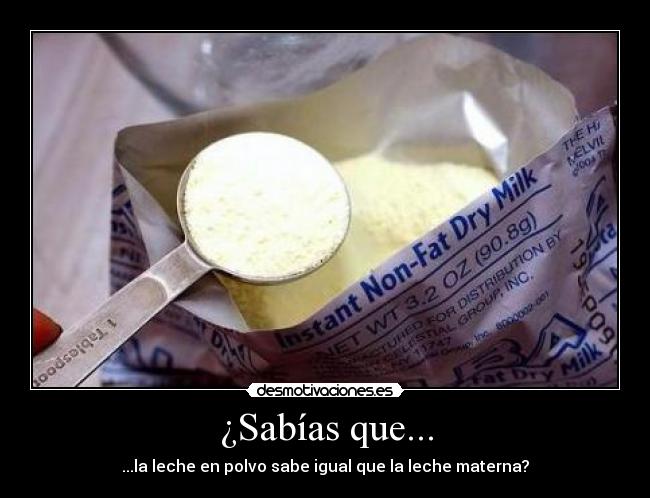 ¿Sabías que... - ...la leche en polvo sabe igual que la leche materna?