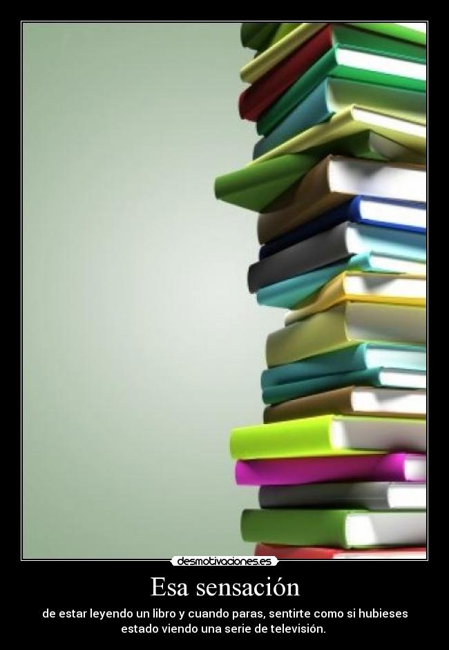 Esa sensación - de estar leyendo un libro y cuando paras, sentirte como si hubieses
estado viendo una serie de televisión.