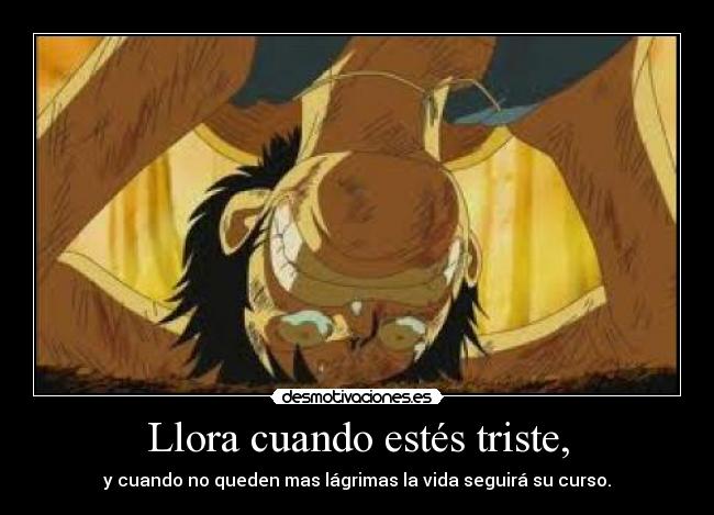 Llora cuando estés triste, - y cuando no queden mas lágrimas la vida seguirá su curso.