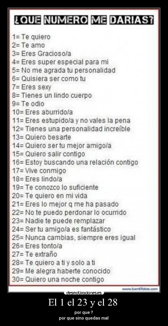El 1 el 23 y el 28 - por que ?
por que sino quedas mal
