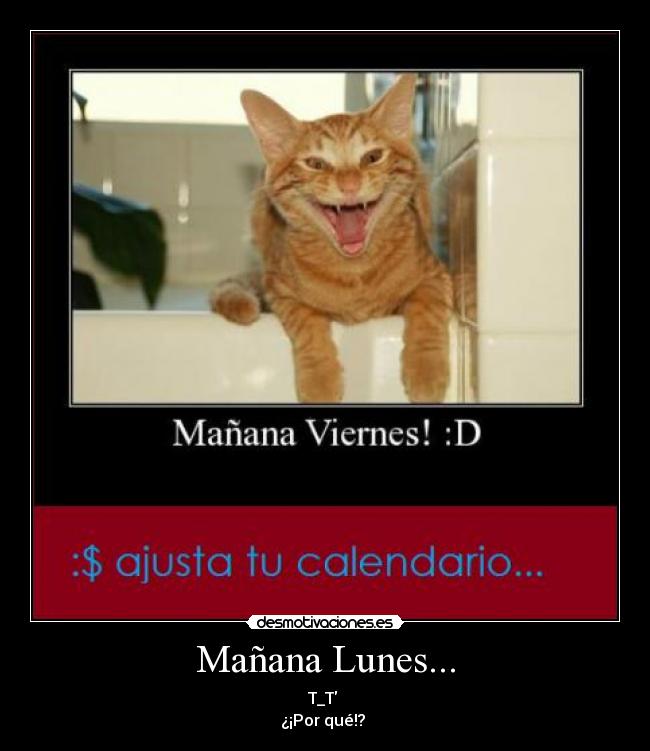 Mañana Lunes... - T_T 
¿¡Por qué!? 